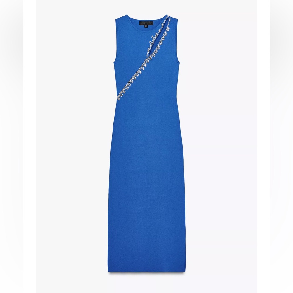 Zara Blue Maxi Dress with Embellishments